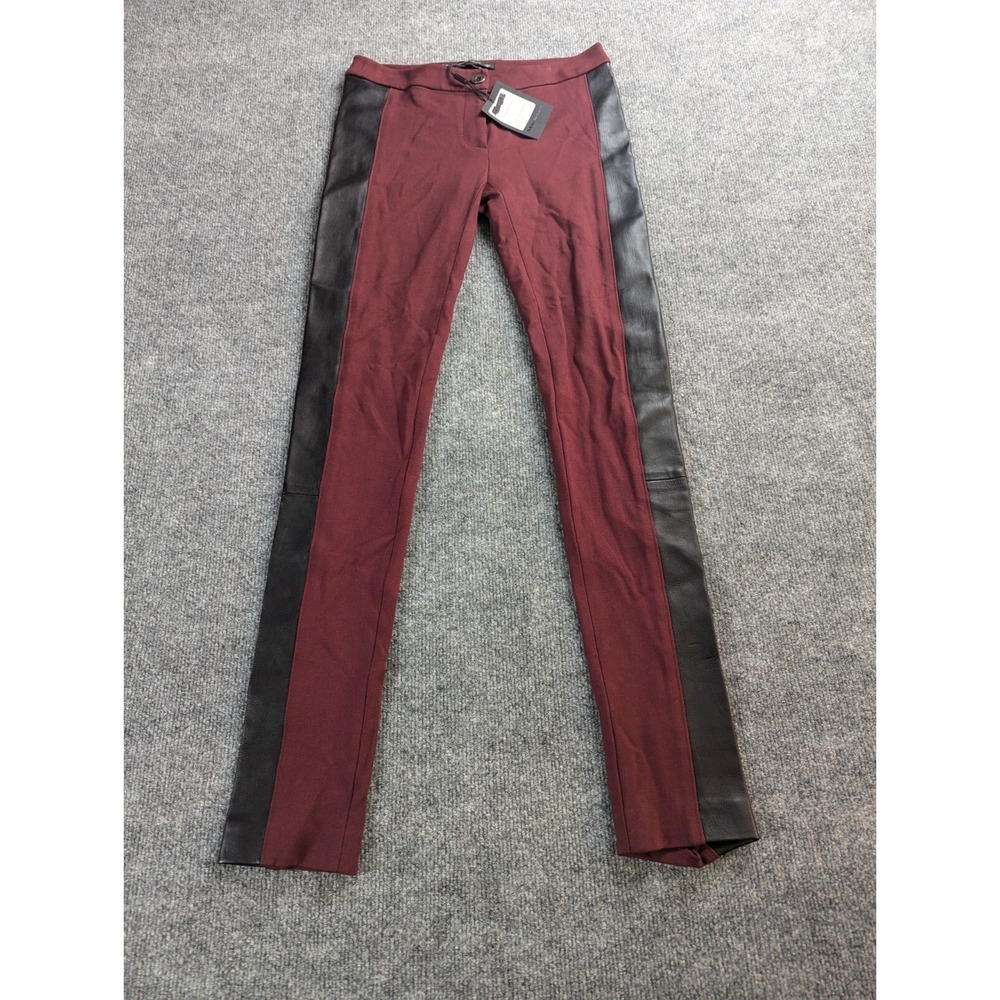 Mackage Pants Leggings Womens 2 Burgundy - Black Desirae Leather Details